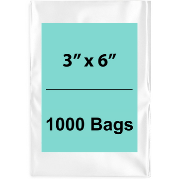 3X6 inches Clear Flat Poly Bags 2Mil Open Top (LDPE)